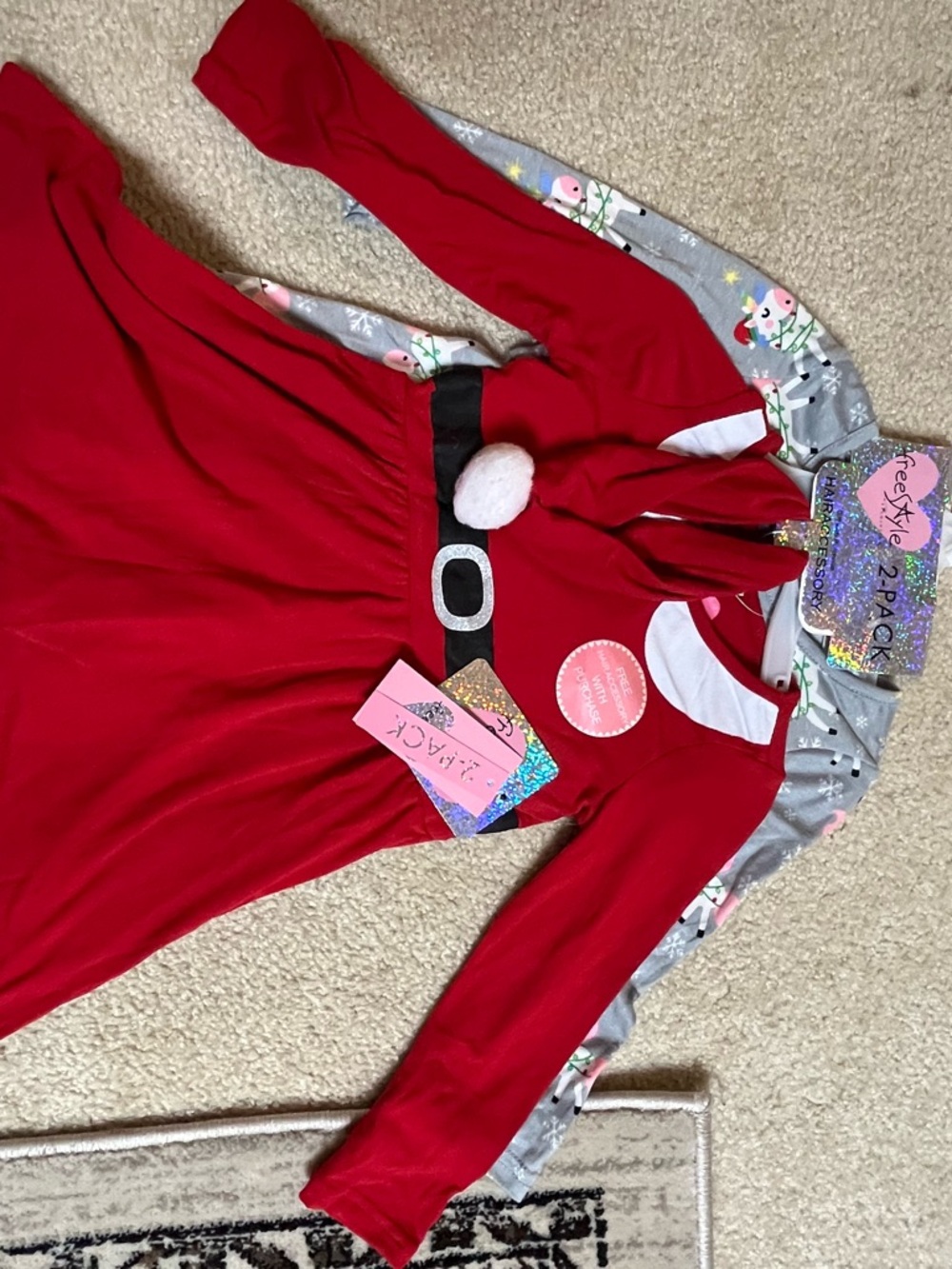 Freestyle Red Santa Belt Holiday Dress Set